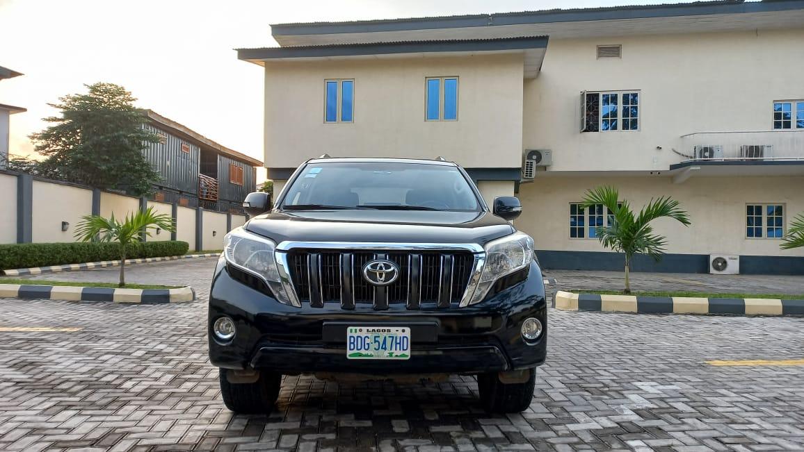 A black Toyota Land Cruiser Prado ready for handover